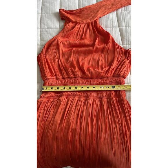 BCBGMaxAzria - Orange Halter Neck Maxi Dress with Side Slit, size M - Picture 11 of 12
